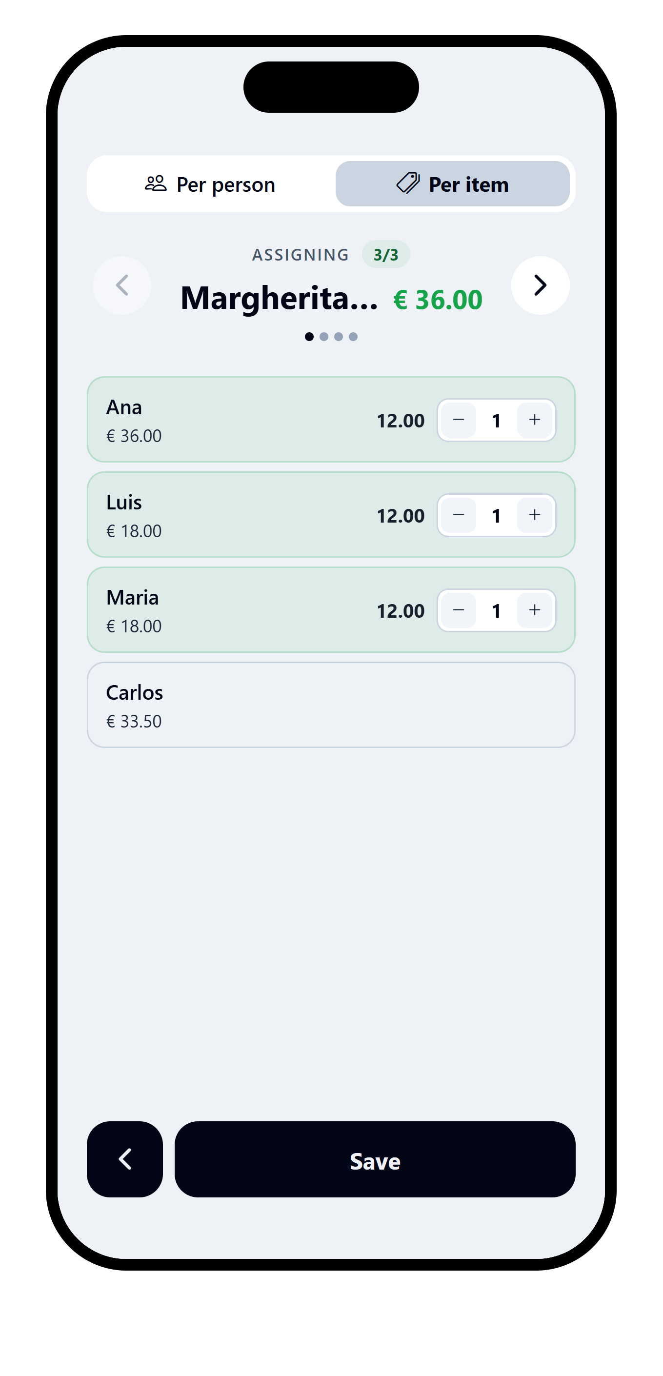 VAKKA invoice assignment screen organized by product after opening the assignment step.