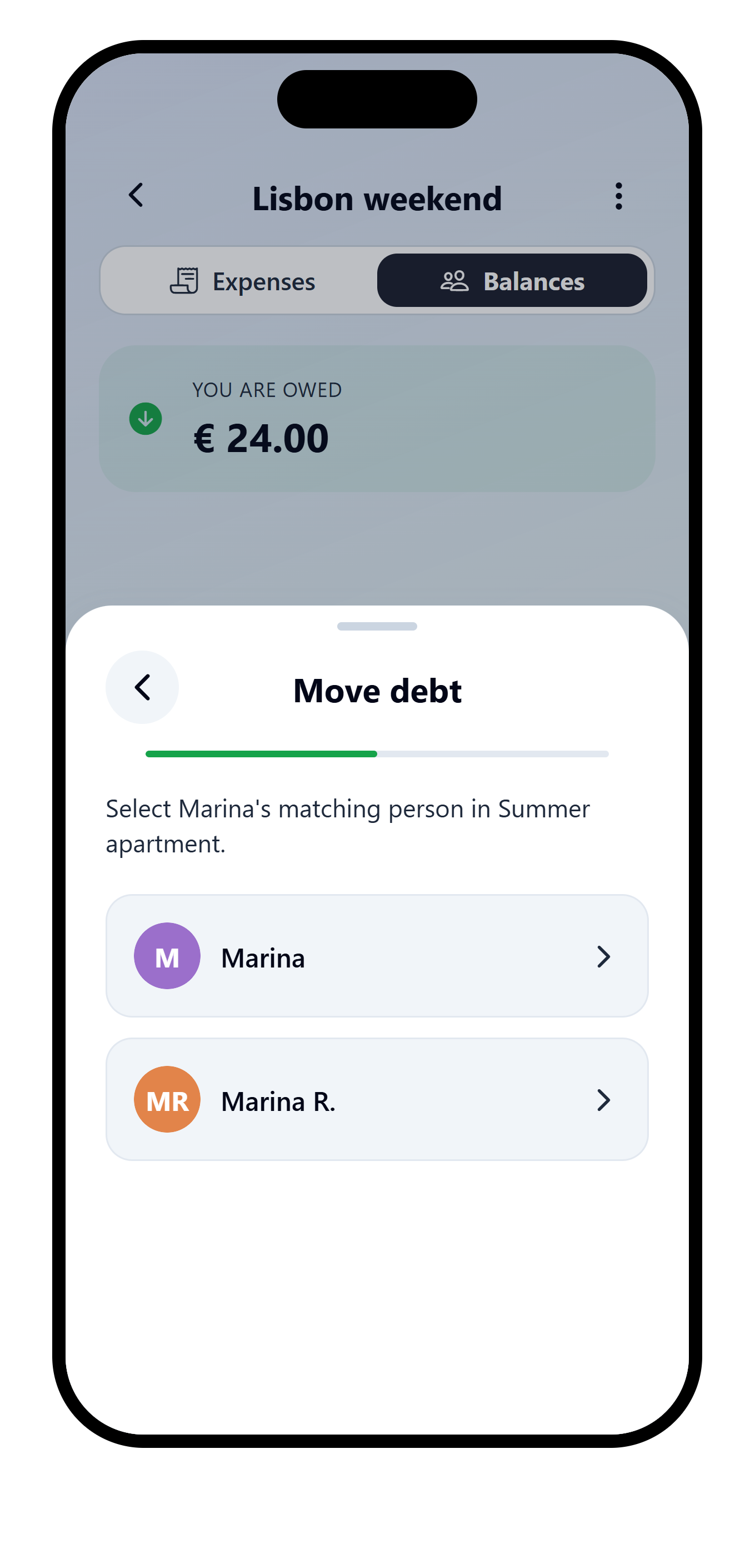 VAKKA Move debt flow asking to match Marina in the destination vakka.